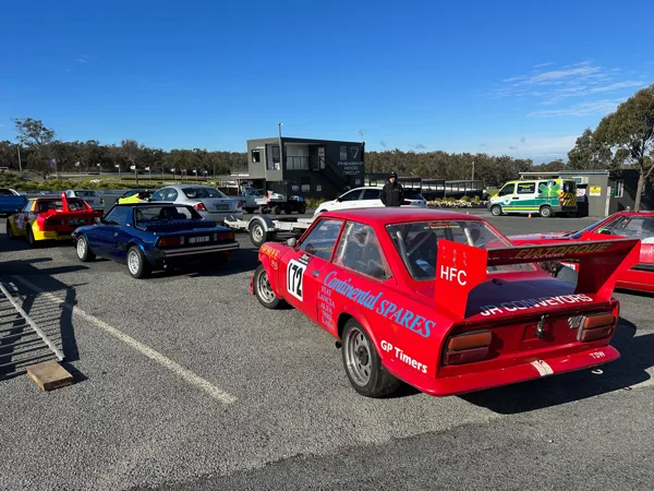 Modern Fiat Abarth 500 completing a sighting lap at One Raceway.